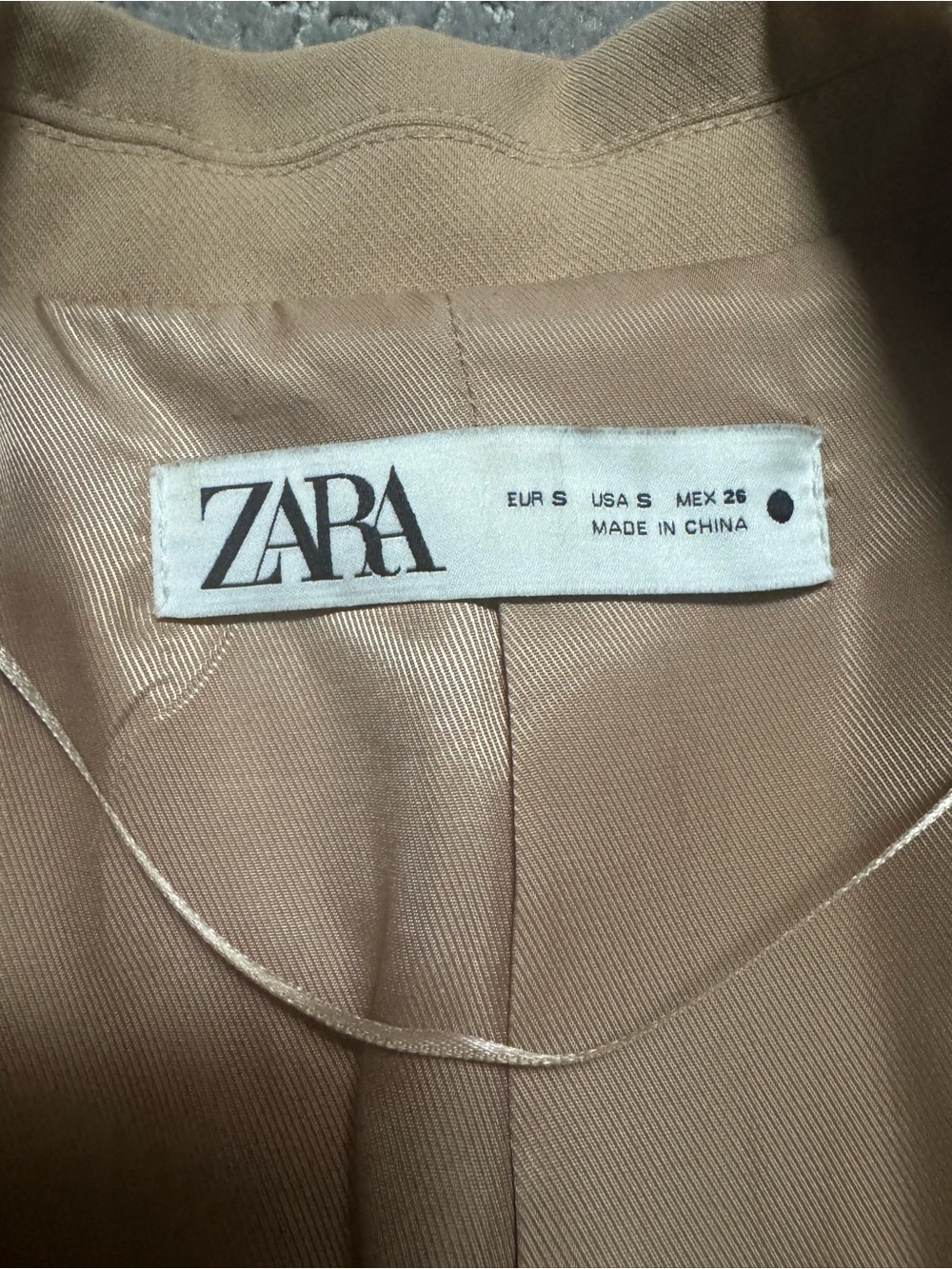ZARA Tan-Beige Satin-Lined Blazer - Picture 2 of 5